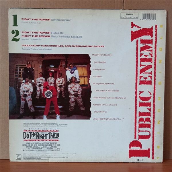 PUBLIC ENEMY – FIGHT THE POWER (1989) - 12'' 45RPM MAXI SINGLE 2.EL PLAK