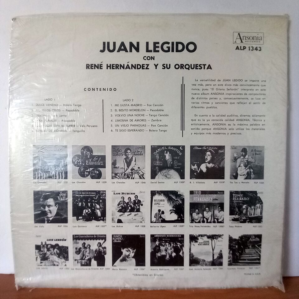 JUAN LEGIDO – CON RENE HERNANDEZ Y SU ORQUESTA - LP 2.EL PLAK