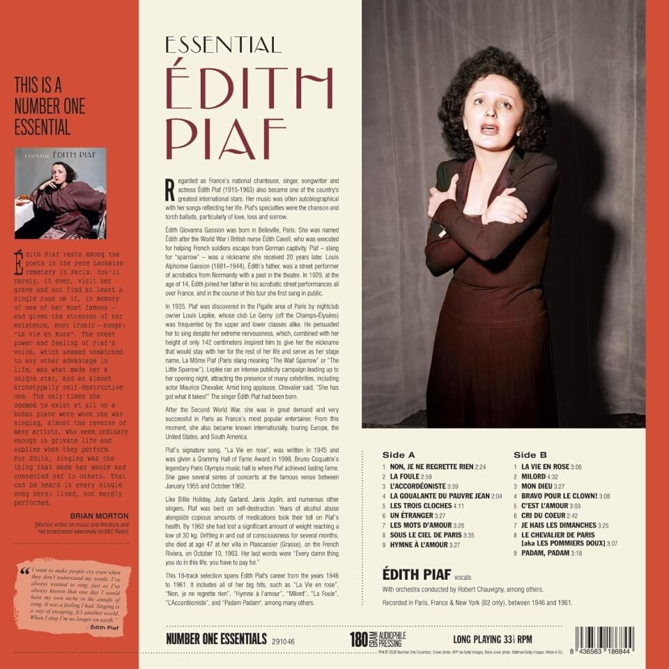 EDITH PIAF - ESSENTIAL (2026) - LP COMPILATION LA VIE EN ROSE , MILORD , PADAM PADAM SIFIR PLAK