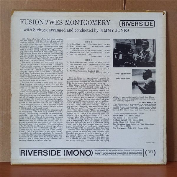 WES MONTGOMERY – FUSION! (1963) - LP 2.EL PLAK