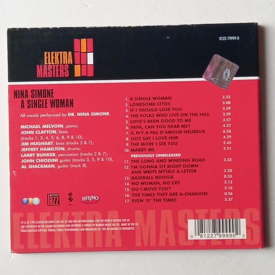 NINA SIMONE – A SINGLE WOMAN (1993) - CD DIGIPAK REMASTERED 1993 REISSUE 2.EL