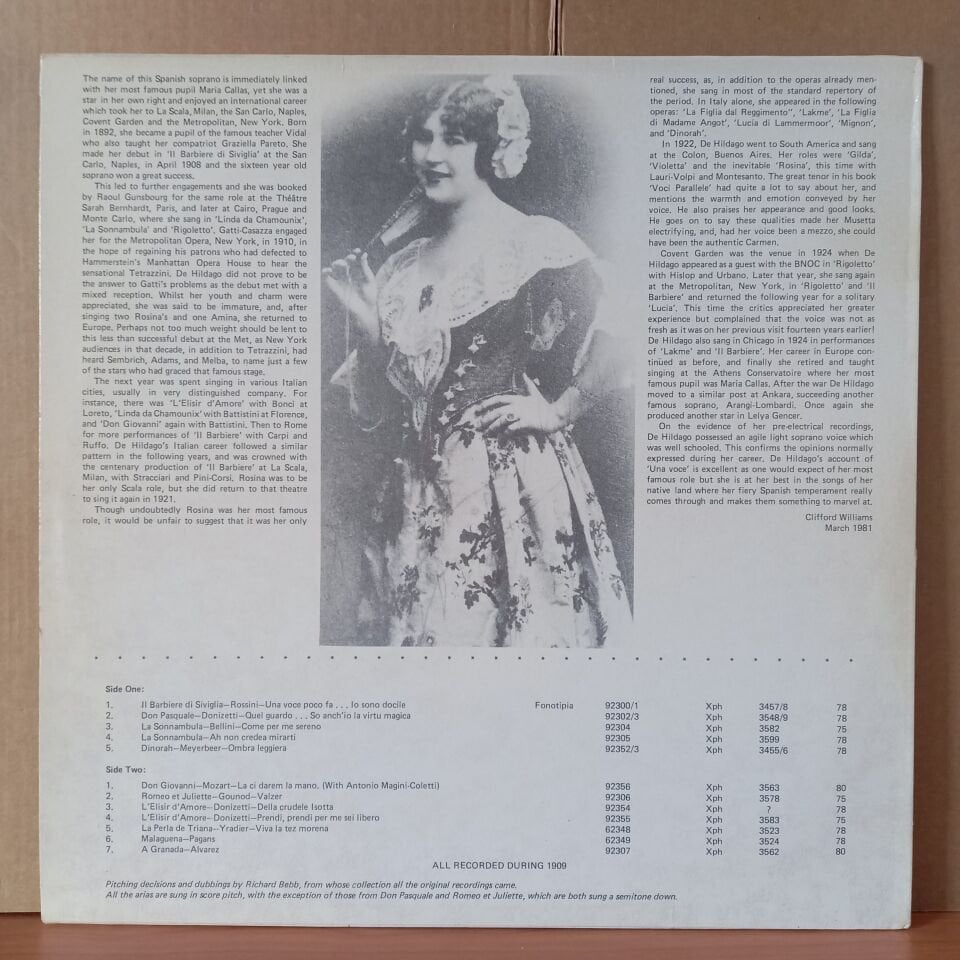 ELVIRA DE HIDALGO / ROSSINI, DONIZETTI, BELLINI, MOZART, GOUNOD (1981) - LP 2.EL PLAK