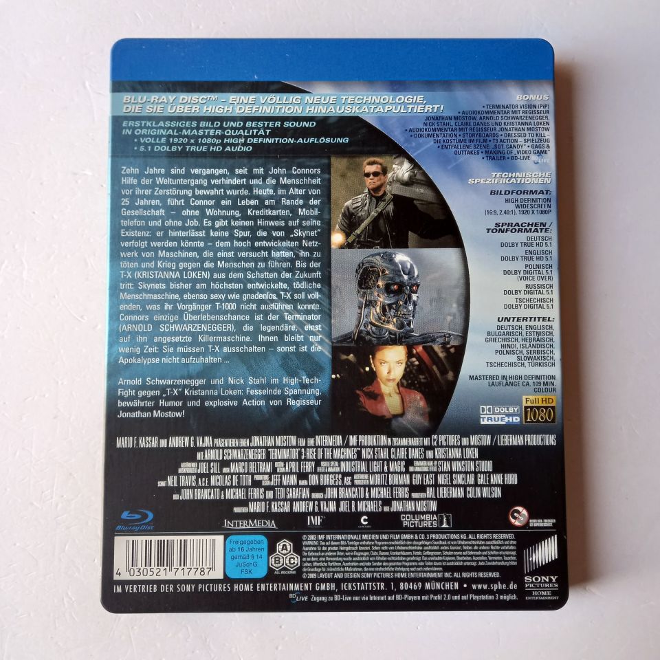 TERMINATOR 3: RISE OF THE MACHINES - ARNOLD SCHWARZENEGGER, KRISTANNA LOKEN - YÖN.: JONATHAN MOSTOW - BLU-RAY  STEELBOOK METAL KUTU 2.EL TÜRKÇE ALTYAZI YOKTUR