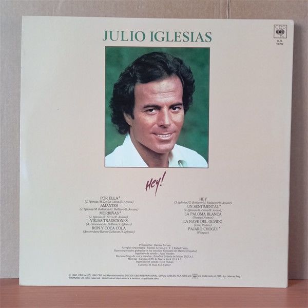 JULIO IGLESIAS – HEY! (1980) - LP 2.EL PLAK