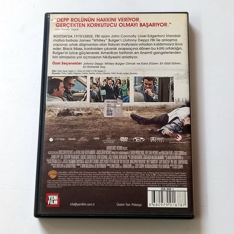 KARA DÜZEN - BLACK MASS - JOHNNY DEPP - BENEDICT CUMBERBATCH - KEVIN BACON - DVD 2.EL