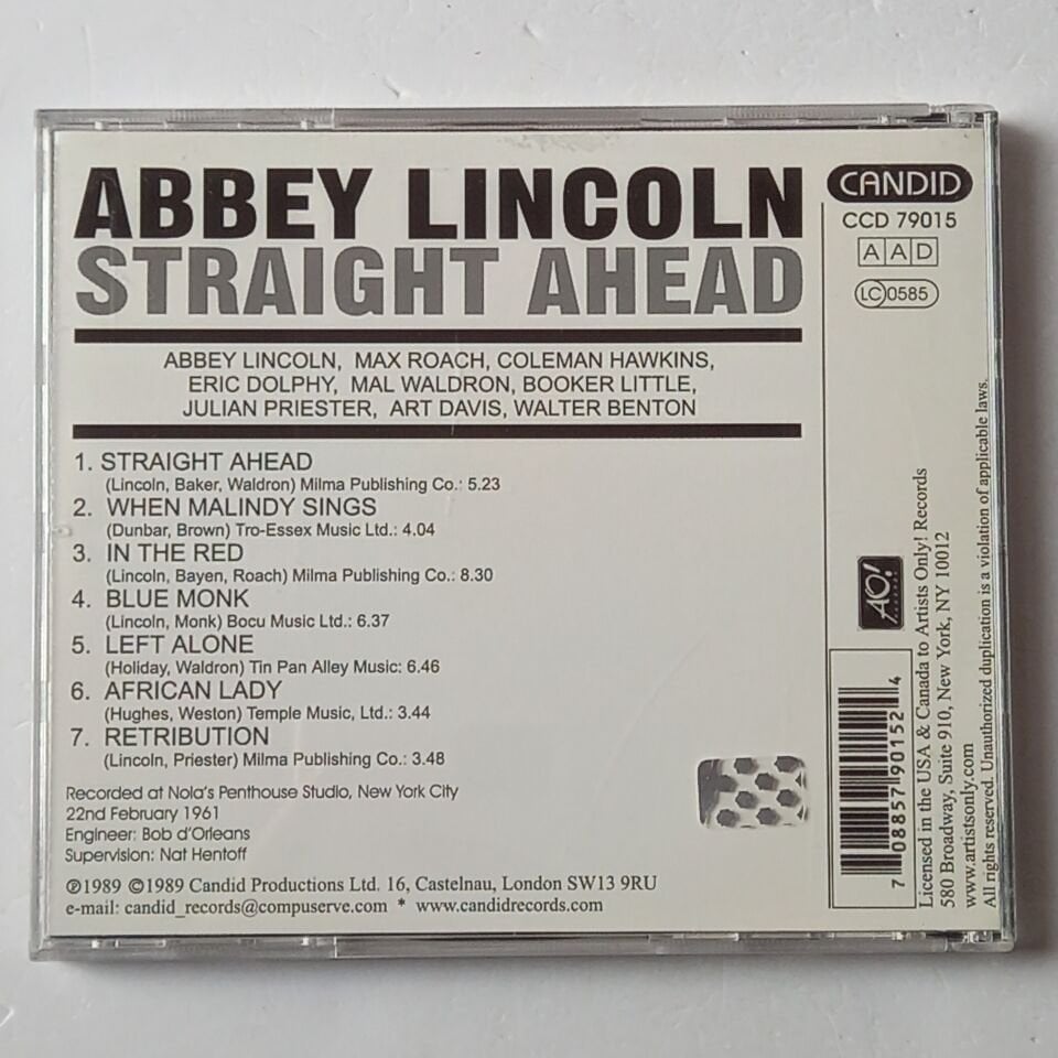 ABBEY LINCOLN – STRAIGHT AHEAD (1961) - CD 1989 REISSUE 2.EL