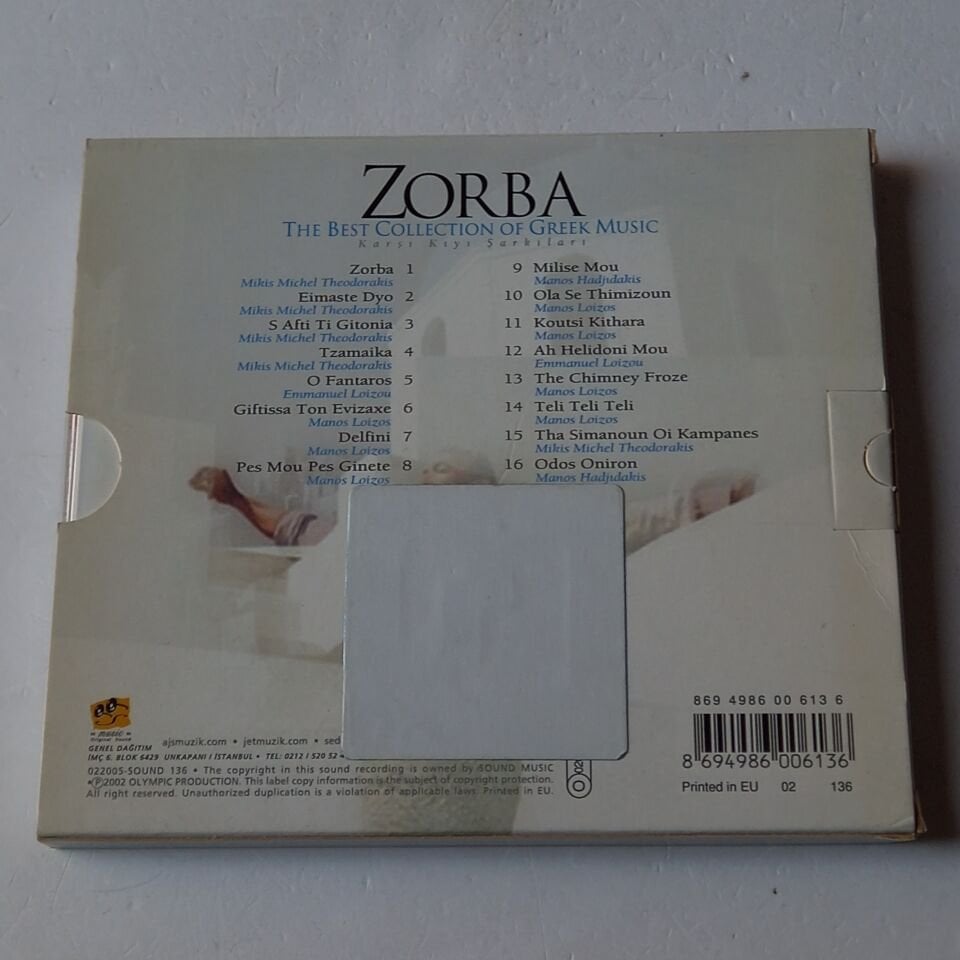 ZORBA: THE BEST COLLECTION OF GREEK MUSIC / KARŞI KIYI ŞARKILARI (2002) - CD 2.EL