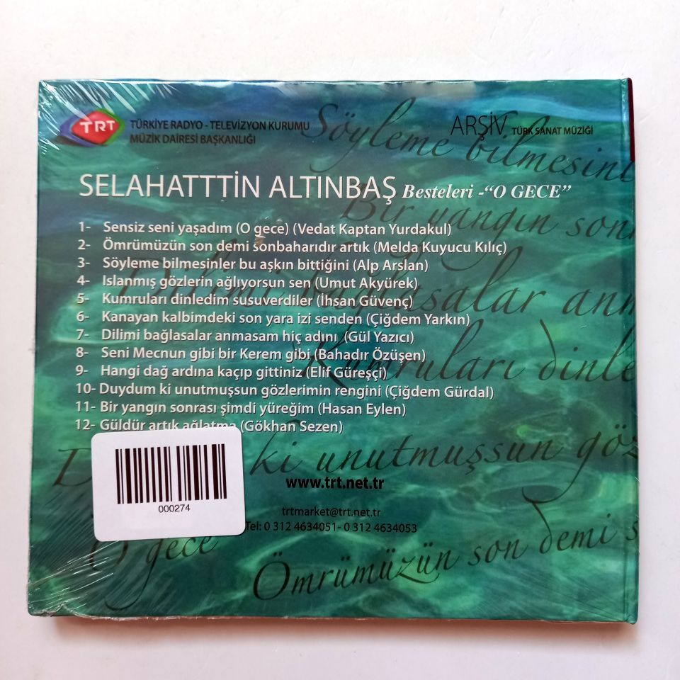SELAHATTİN ALTINBAŞ BESTELERİ ''O GECE'' / TÜRK SANAT MÜZİĞİ / TRT ARŞİV SERİSİ 287 - CD SIFIR