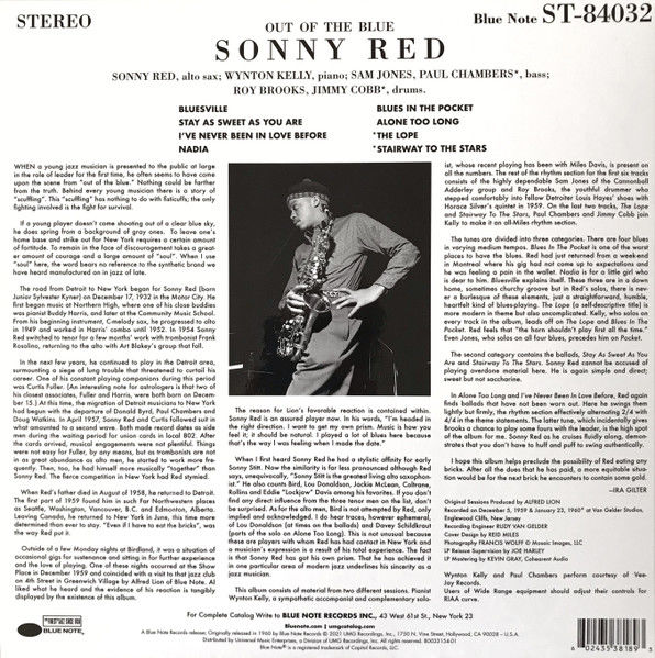 SONNY RED – OUT OF THE BLUE (1960) - LP 2022 REISSUE 180GR GATEFOLD TONE POET SERIES SIFIR PLAK
