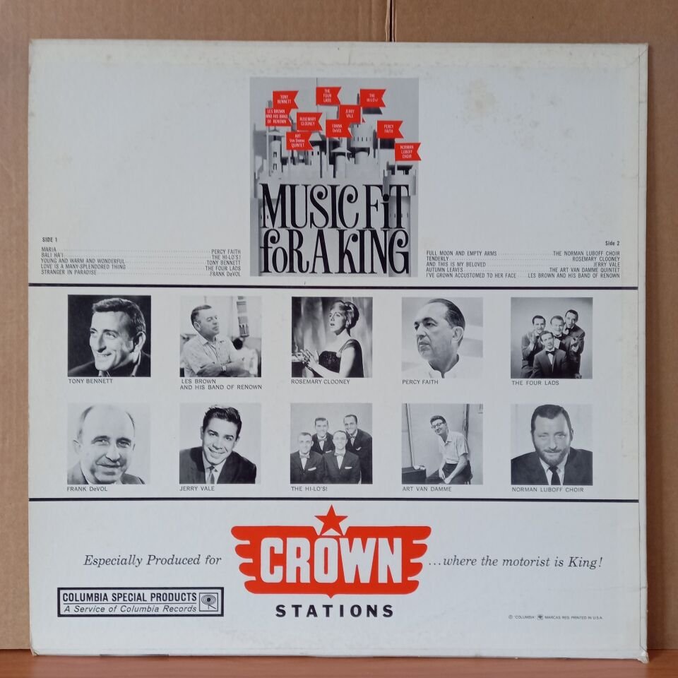 MUSIC FIT FOR A KING / TONY BENNETT, JERRY VALE, PERCY FAITH, NORMAN LUBOFF CHOIR, ROSEMARY CLOONEY - LP 2.EL PLAK