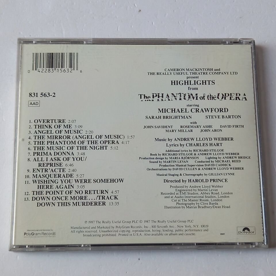 HIGHLIGHTS FROM THE PHANTOM OF THE OPERA (1987) - CD 2.EL
