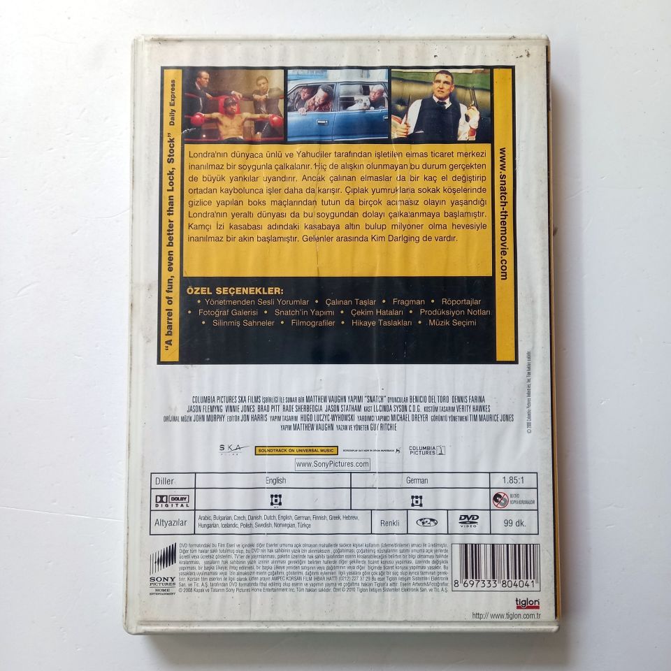 SNATCH - KAPIŞMA - BRAD PITT - BENICIO DEL TORO - VINNIE JONES - DENNIS FARINA - JASON FLEMYNG - JASON STATHAM - GUY RITCHIE - DVD 2.EL