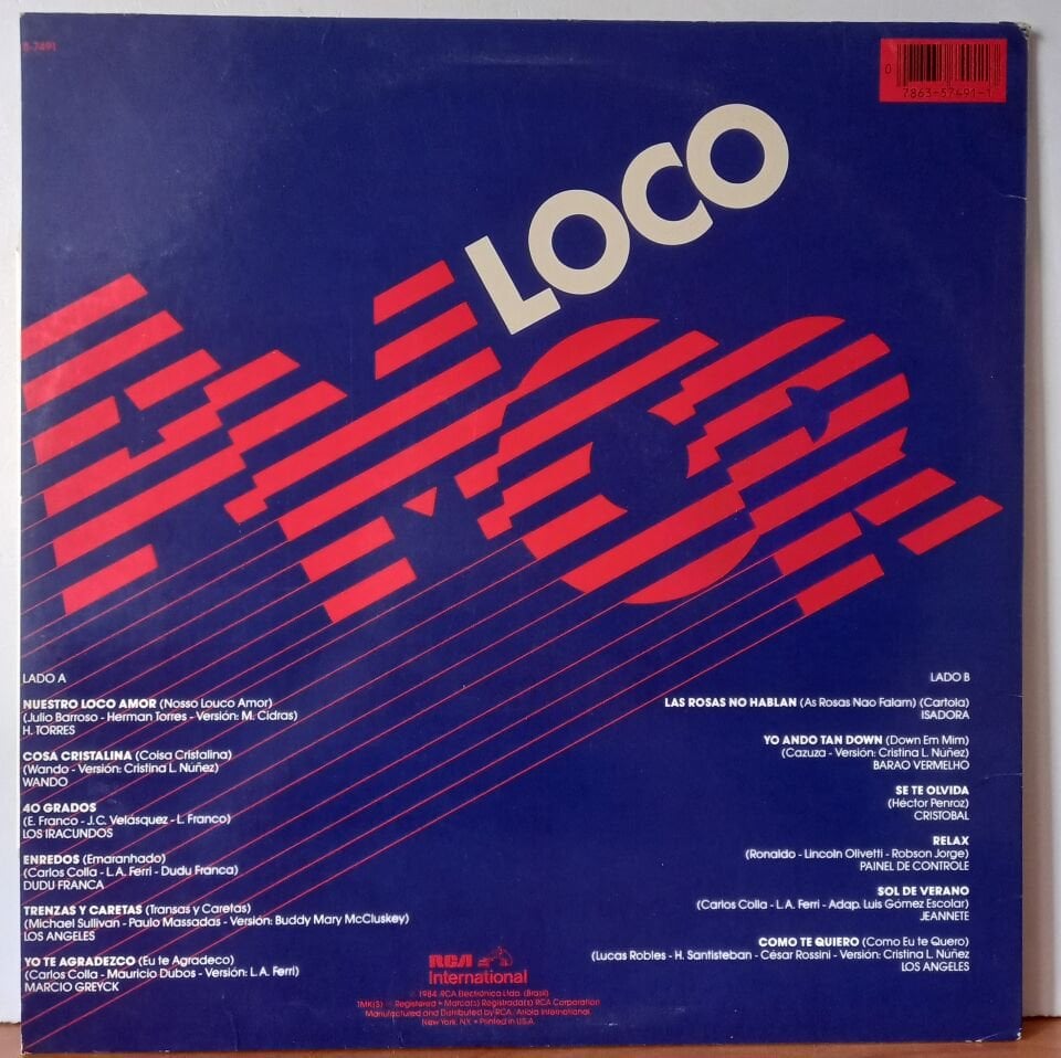 LOCO AMOR / WANDO, LOS IRACUNDOS, DUDU FRANÇA, BARAO VERMELHO (1984) - LP 2.EL PLAK