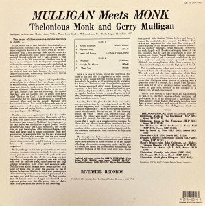 GERRY MULLIGAN & THELONIOUS MONK - MULLIGAN MEETS MONK (1957) - LP 2010 EDITION SIFIR PLAK