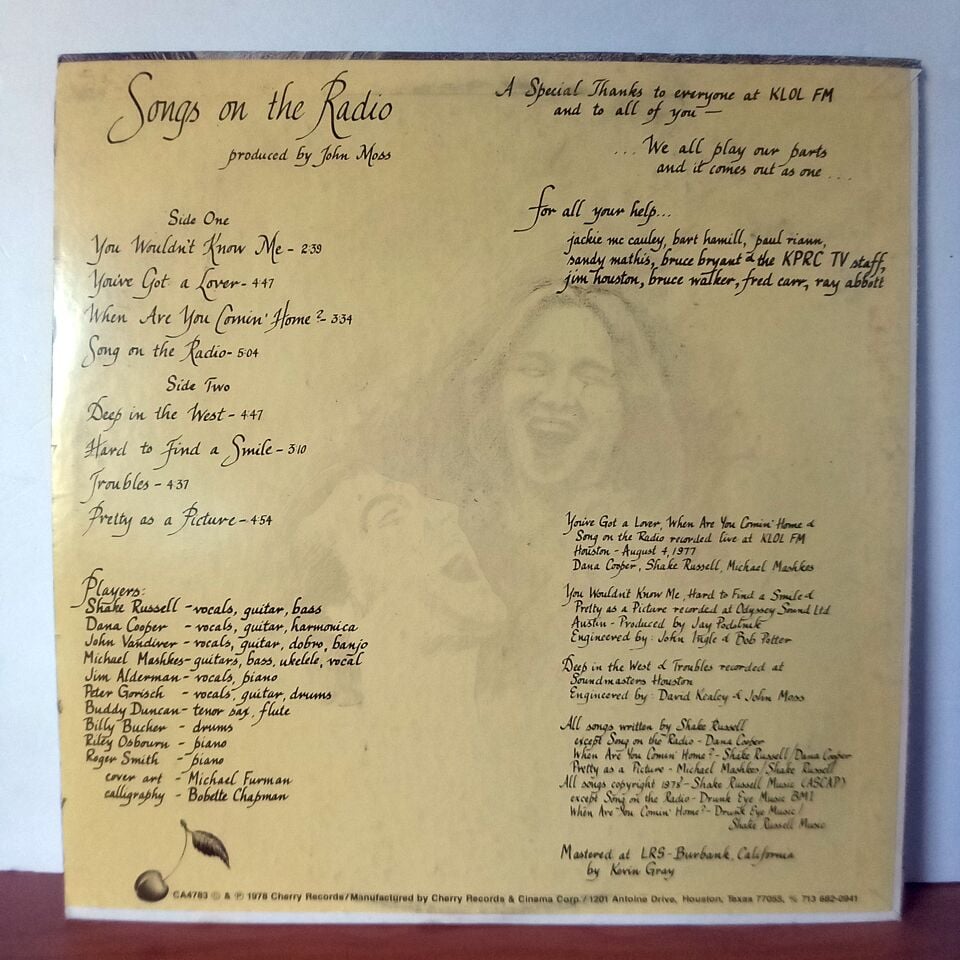 SHAKE RUSSELL WITH DANA COOPER – SONGS ON THE RADIO (1978) - LP 2.EL PLAK
