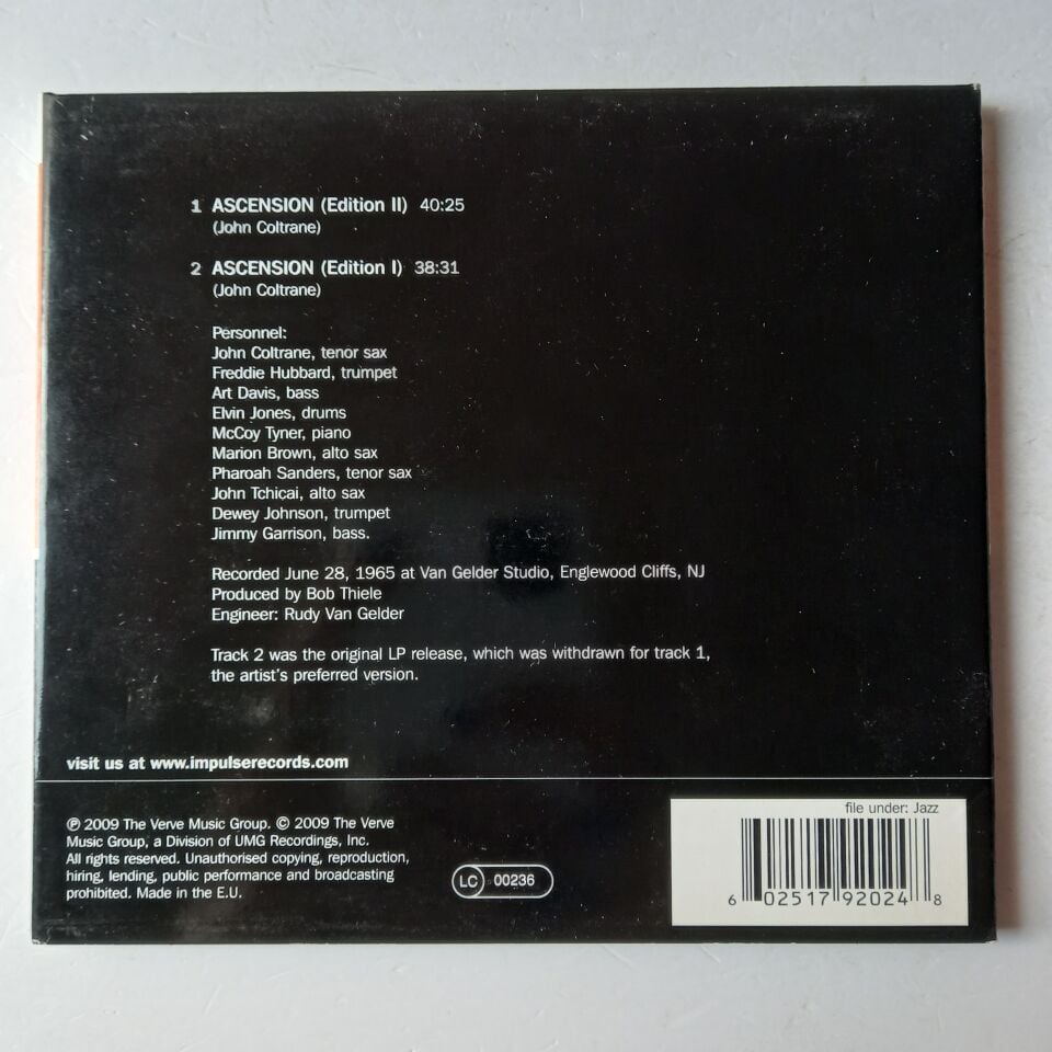 JOHN COLTRANE – ASCENSION (1991) - CD DIGIPAK 2009 REMASTERED REISSUE 2.EL