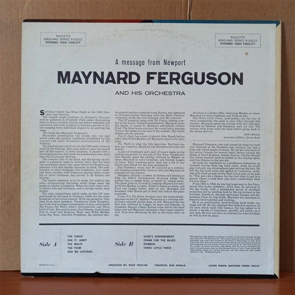 MAYNARD FERGUSON – A MESSAGE FROM NEWPORT (1958) - LP 2.EL PLAK