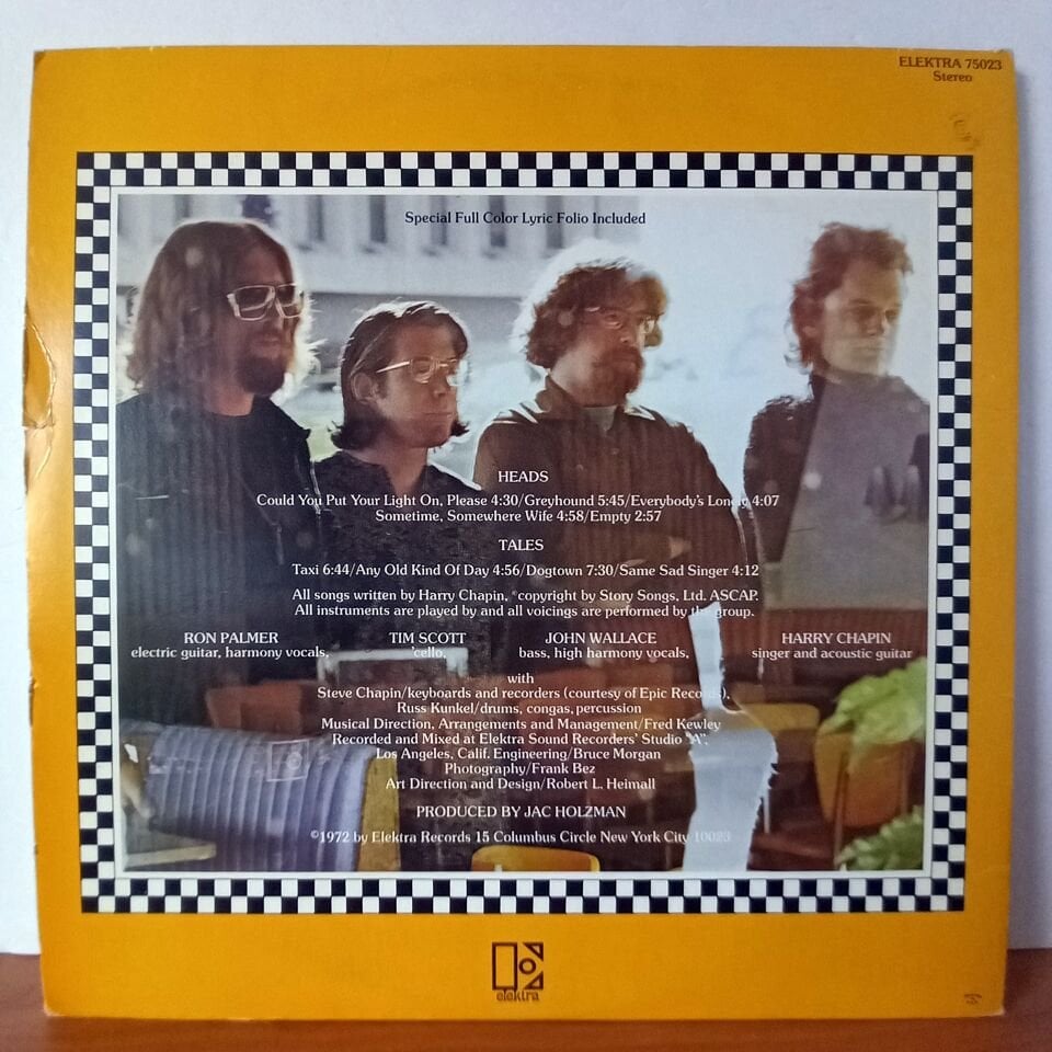 HARRY CHAPIN – HEADS & TALES (1972) - LP 2.EL PLAK