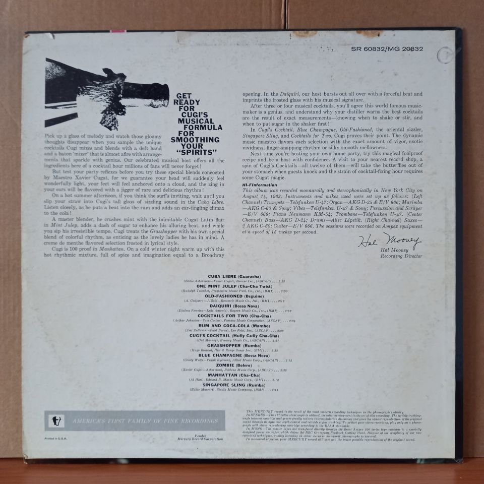 CUGI'S COCKTAILS / XAVIER CUGAT AND HIS ORCHESTRA (1963) - LP 2.EL PLAK