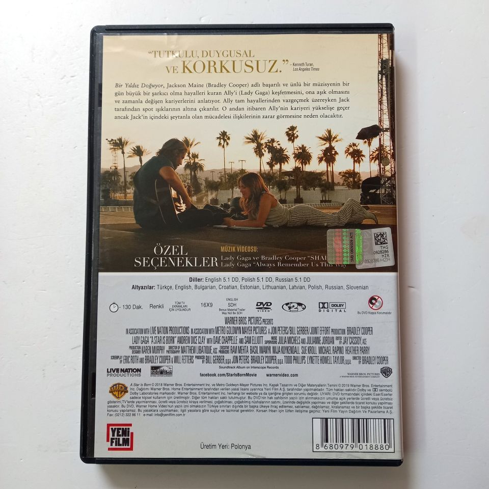 A STAR IS BORN - BİR YILDIZ DOĞUYOR - BRADLEY COOPER - LADY GAGA - DVD 2.EL