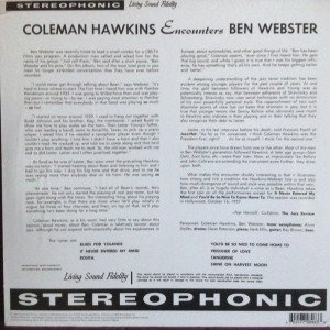COLEMAN HAWKINS & BEN WEBSTER - COLEMAN HAWKINS ENCOUNTERS BEN WEBSTER (1959) - PLAK SIFIR