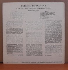 TERESA BERGANZA - A PROGRAM OF SPANISH & ITALIAN SONGS- LP 2.EL PLAK