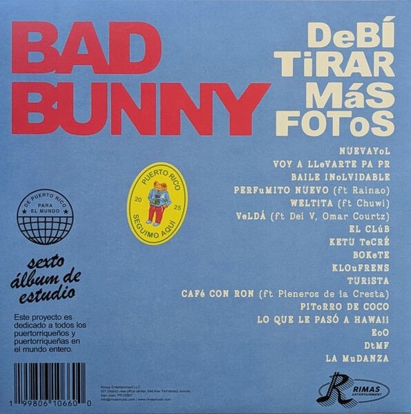 BAD BUNNY - DEBI TIRAR MAS FOTOS (2025) - 2xLP 2026 WHITE COLOURED EDITION LATIN POP HIP HOPSIFIR PLAK