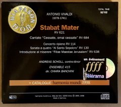 VIVALDI - STABAT MATER / ANDREAS SCHOLL / ENSEMBLE 415 / CHIARA BANCHINI (1998) - CD + 1998 HARMONIA MUNDI CATALOGUE 2.EL