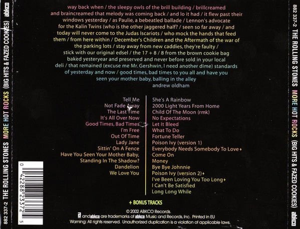 THE ROLLING STONES – MORE HOT ROCKS (BIG HITS & FAZED COOKIES) (1972) - 2xCD 2002 DSD REMASTERED EDITION AMBALAJINDA SIFIR