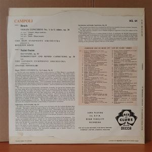 CAMPOLI / BRUCH: VILOIN CONCERTO NO.1 / SAINT SAENS: HAVANAISE, INTRODUCTION AND RONDO CAPRICCIOSO - LP 2.EL PLAK