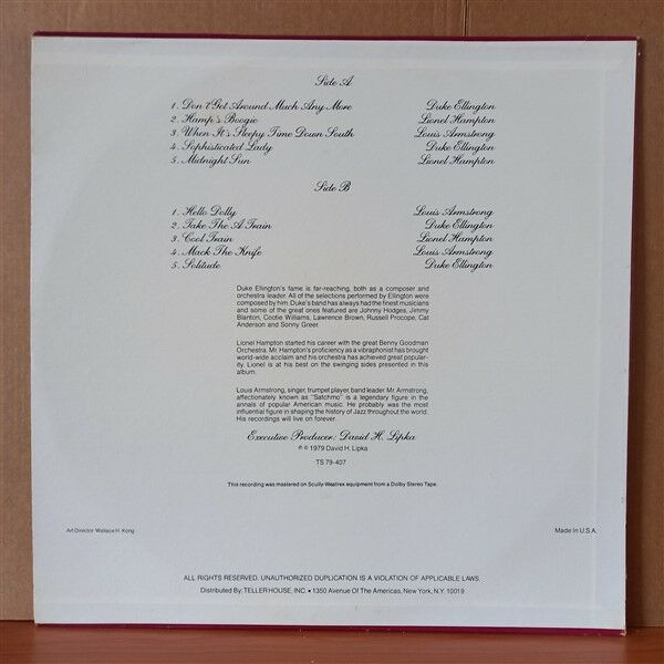 DUKE ELLINGTON, LIONEL HAMPTON, LOUIS ARMSTRONG - DUKE, HAMP AND LOUIS (1979) - LP 2.EL PLAK