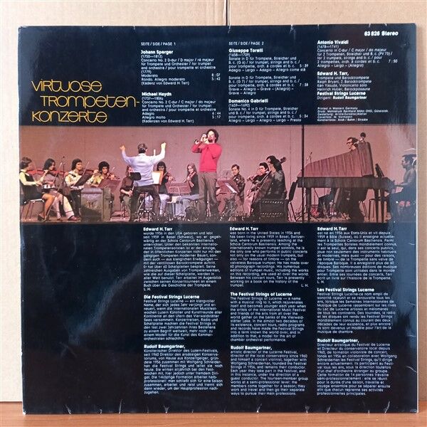 FESTIVAL STRINGS LUCERNE, EDWARD H. TARR, RUDOLF BAUMGARTNER – »CONCERTI PER TROMBA« VIRTUOSE TROMPETENKONZERTE (1975) - LP 2.EL PLAK