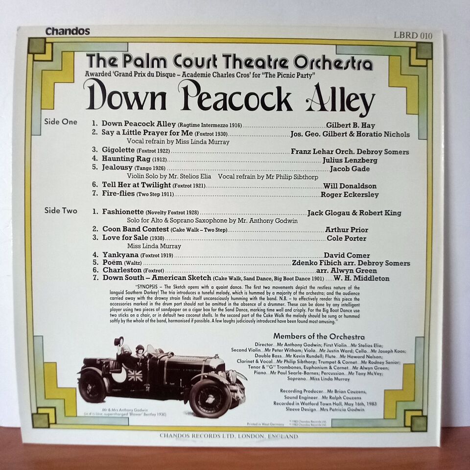 DOWN PEACOCK ALLEY / THE PALM COURT THEATRE ORCHESTRA (1983) - LP 2.EL PLAK