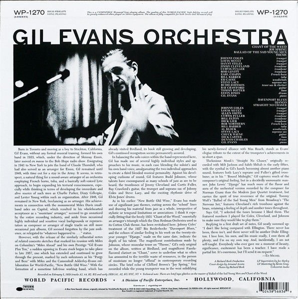 GIL EVANS ORCHESTRA feat: JOHN COLES - GREAT JAZZ STANDARDS (1959) LP 180GR 2023 EDITION BLUE NOTE TONE POET SERIES SIFIR PLAK