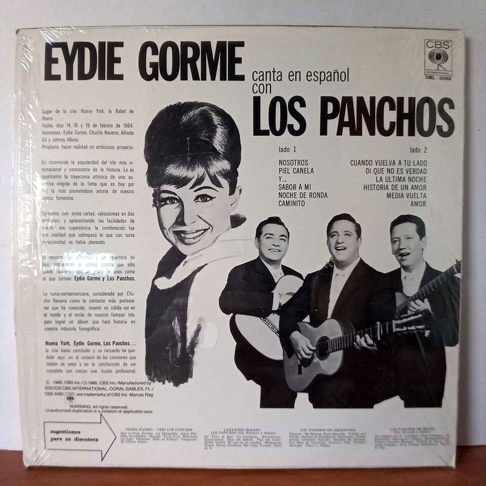 EYDIE GORME Y LOS PANCHOS – EYDIE GORME CANTA EN ESPANOL CON LOS PANCHOS (1964) - LP 2.EL PLAK