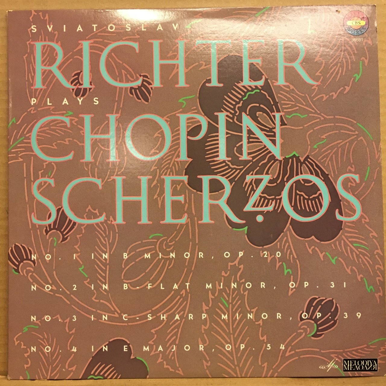 SVIATOSLAV RICHTER PLAYS CHOPIN SCHERZOS (MELODİYA) 1981 2.EL PLAK
