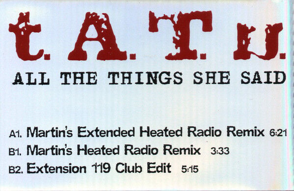 T.A.T.U. (TATU) - ALL THE THINGS SHE SAID (2002) - MAXI SINGLE 2026 PICTURE DISC EDITION SIFIR PLAK