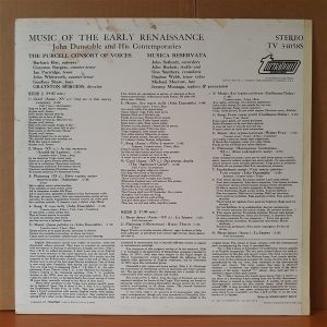 MUSIC OF THE EARLY RENAISSANCE / JOHN DUNSTABLE AND HIS CONTEMPORARIES / PURCELL CONSORT VOICES (1967) - LP 2.EL PLAK