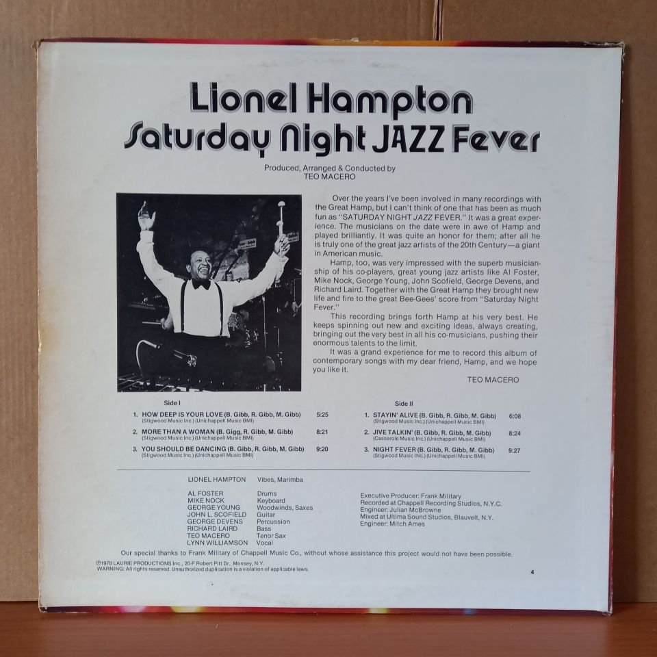 LIONEL HAMPTON – SATURDAY NIGHT JAZZ FEVER (1978) - LP 2.EL PLAK