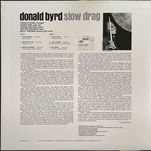 DONALD BYRD - SLOW DRAG (1968) - LP 180GR BLUE NOTE TONE POET SERIES 2023 SIFIR PLAK