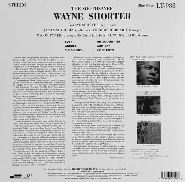 WAYNE SHORTER - THE SOOTSAYER (1979) - LP BLUE NOTE CLASSIC VINYL SERIES 180GR 2025 EDITION SIFIR PLAK
