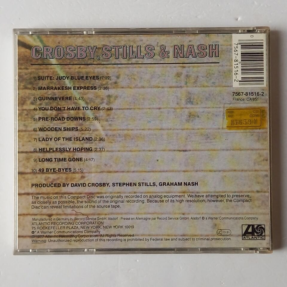 CROSBY, STILLS & NASH – CROSBY, STILLS & NASH (1969) - CD REISSUE 2.EL
