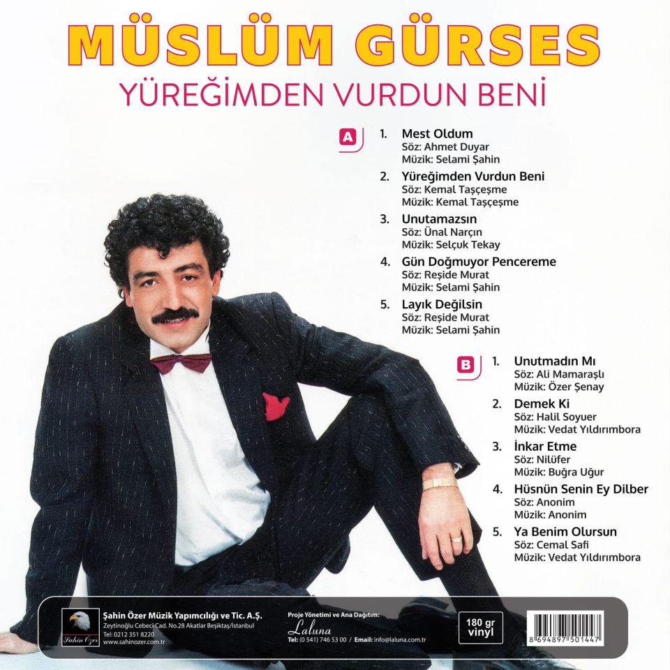 MÜSLÜM GÜRSES - YÜREĞİMDEN VURDUN BENİ (1991) - LP 2024 SIFIR PLAK