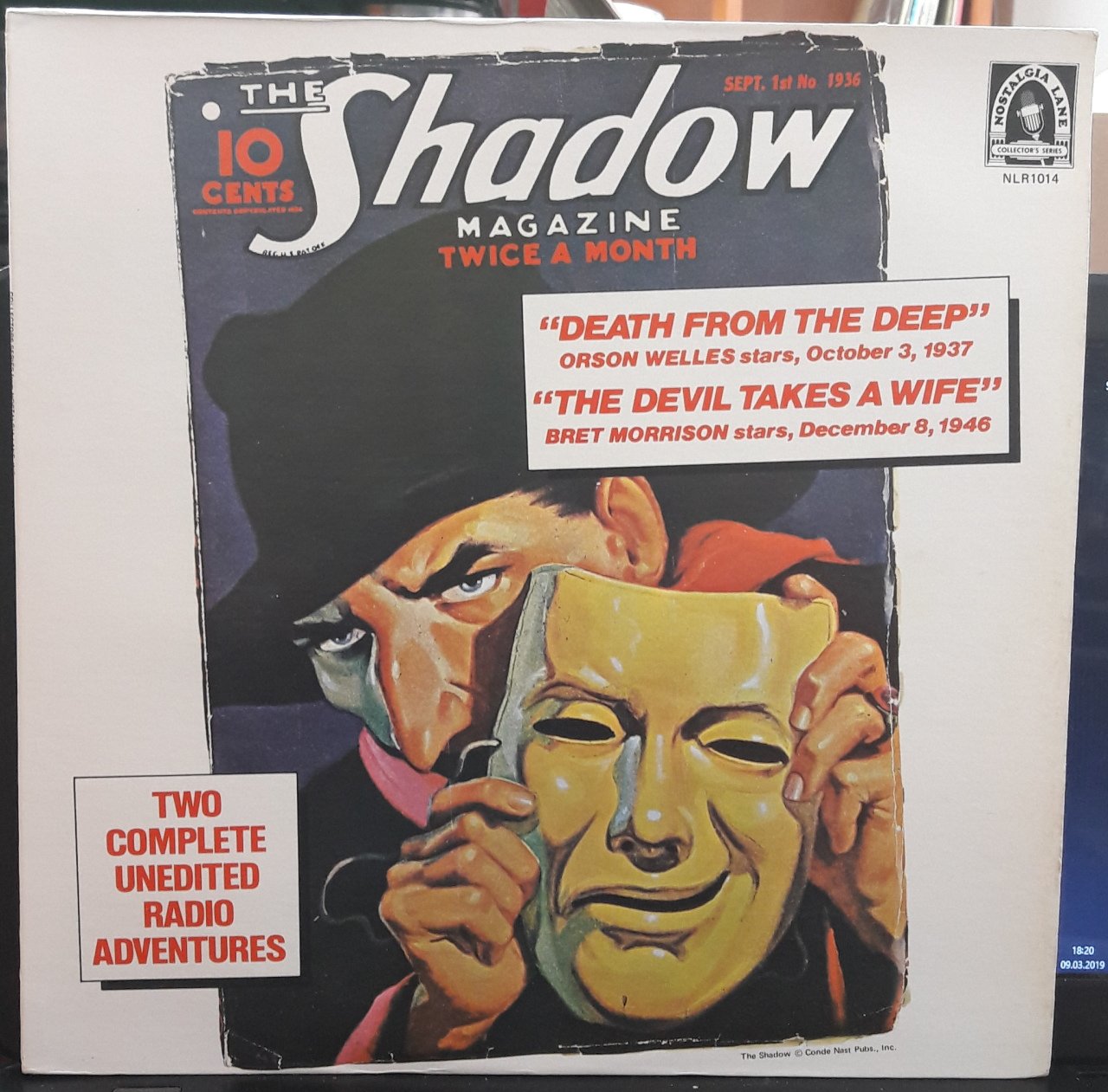 THE SHADOW -  ''DEATH FROM THE DEEP''  by ORSON WELLES ''THE DEVIL TAKES A WIFE'' by BRET MORRISON (1977) - RADYO PROGRAMI PLAK 2.EL