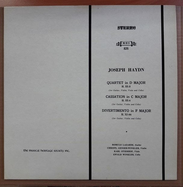 HAYDN: QUARTET IN D MAJOR, CASSATION, DIVERTIMENTO - LP 2.EL PLAK