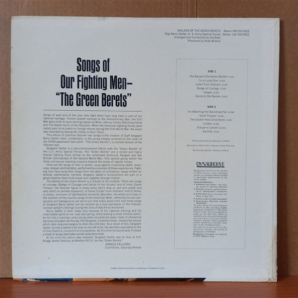 SSGT. BARRY SADLER / U.S. ARMY SPECIAL FORCES – BALLADS OF THE GREEN BERETS (1966) - LP 2.EL PLAK
