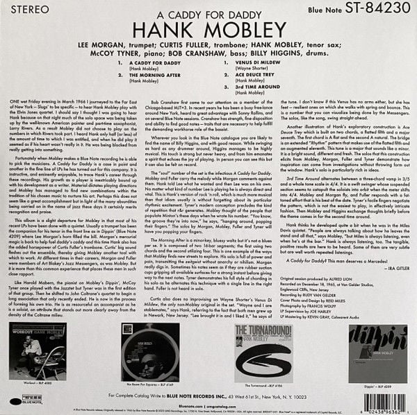 HANK MOBLEY - A CADDY FOR DADDY (1966) - LP 180GR BLUE NOTE TONE POET SERIES 2023 EDITION SIFIR PLAK