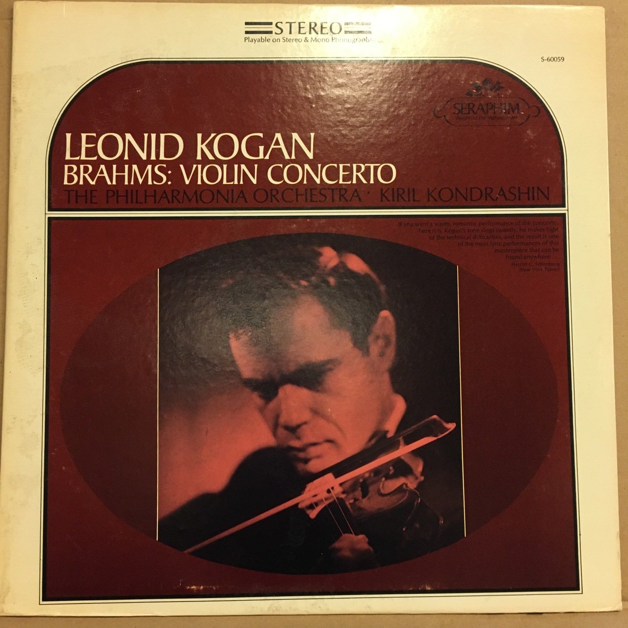 BRAHMS VIOLIN CONCERTO LEONID KOGAN, KIRIL KONDRASHIN (1958) REISSUE 2.EL PLAK