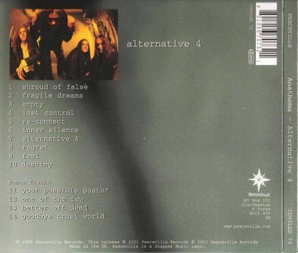 ANATHEMA – ALTERNATIVE 4 (1998) - CD 2003 REISSUE SIFIR