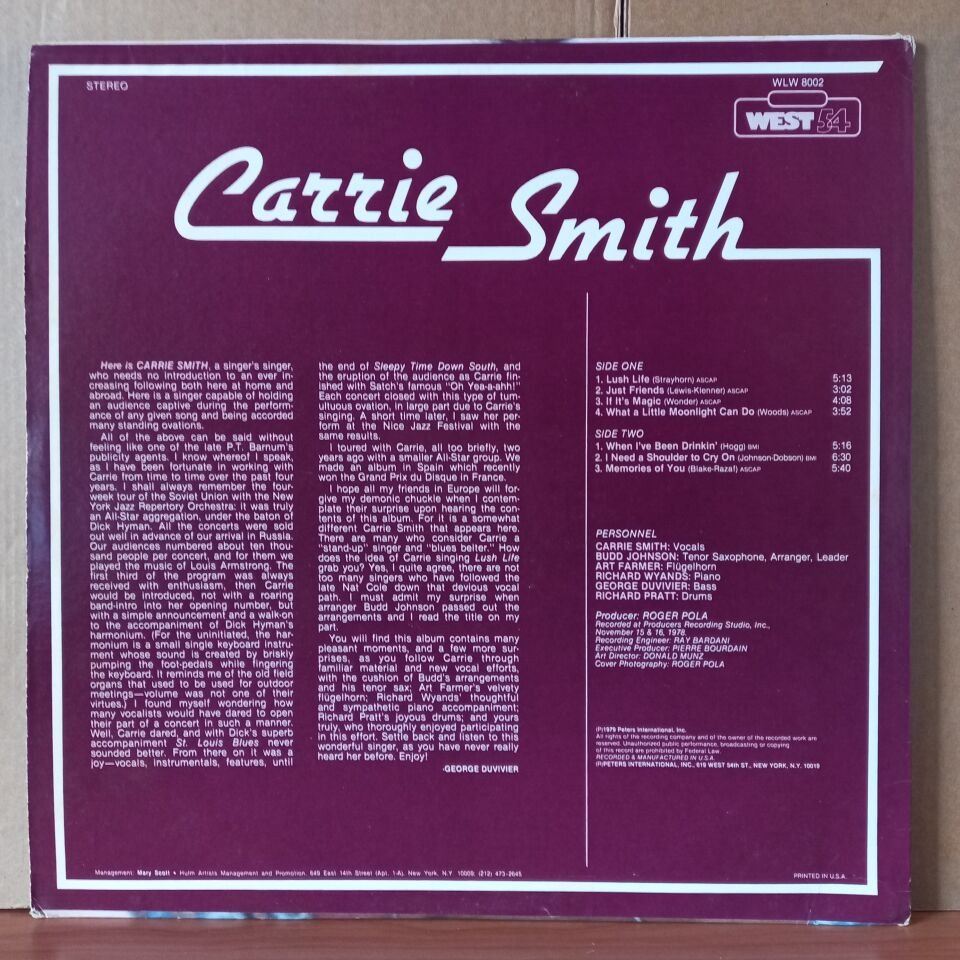 CARRIE SMITH – CARRIE SMITH (1979) - LP 2.EL PLAK